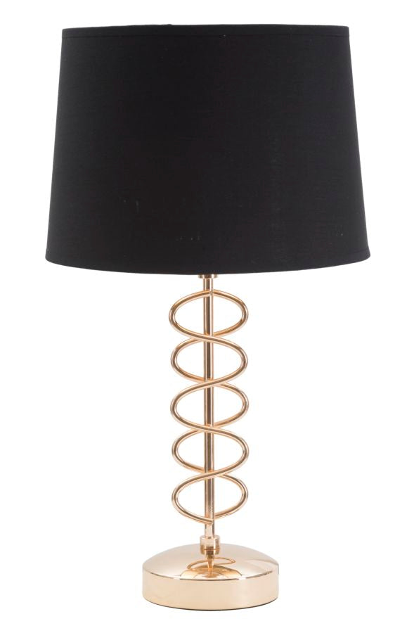 Lampada da Tavolo x Ø28x49 cm in Ferro Carta e Tessuto Oro e Nero acquista