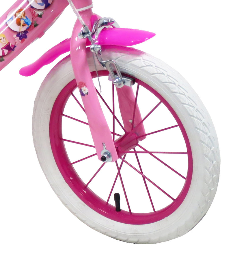 Bicicletta per Bambina 14" 2 Freni  Flower Bianca/Rosa-3