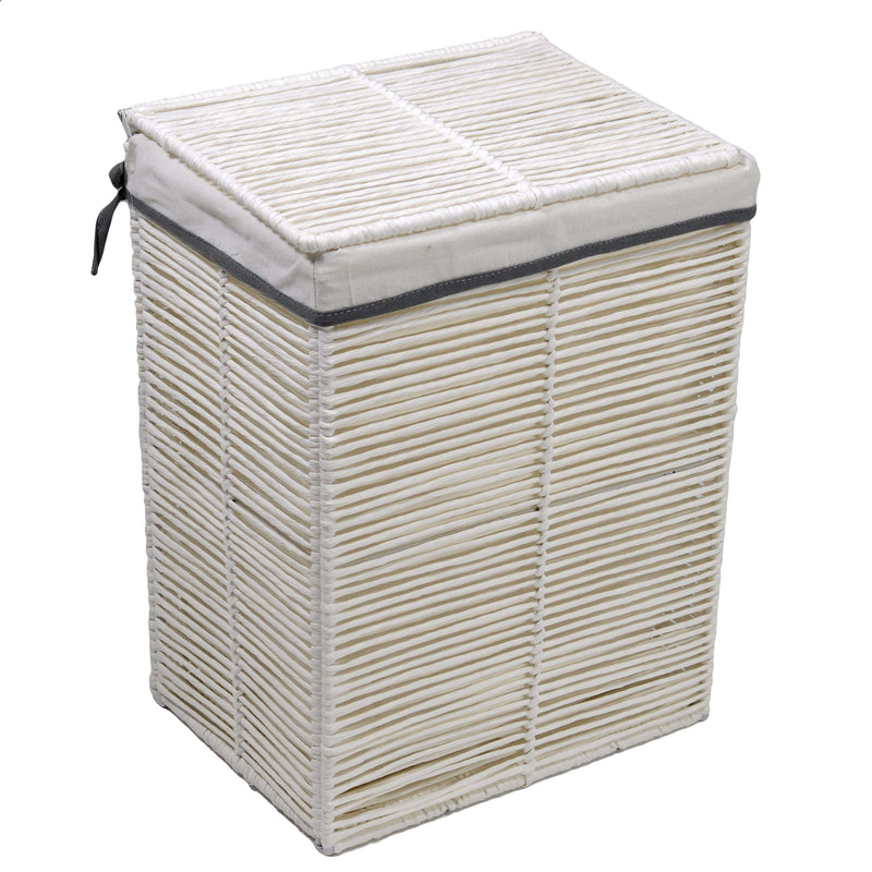 Cesto Portabiancheria paper Hilary bianco rettangolare pieghevole cm 30x40xh55-1