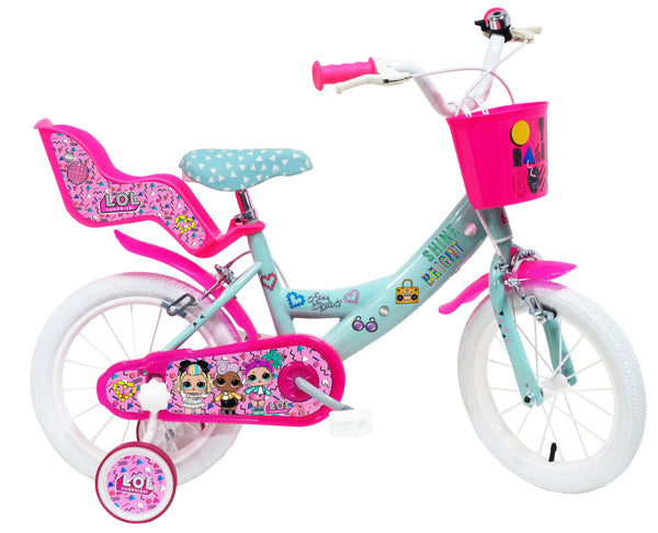 Bicicletta per Bambina 14" 2 Freni  Lol Verde Marine e Rosa sconto
