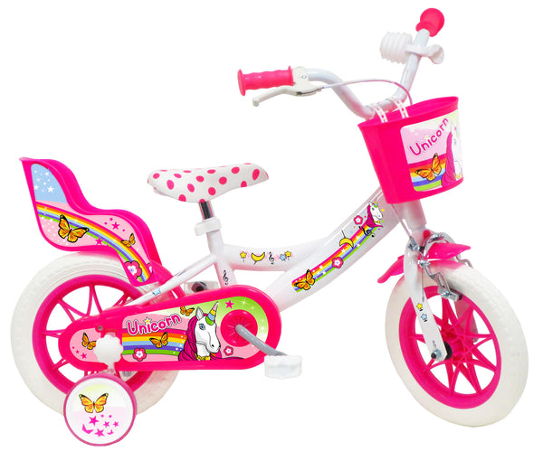 Bicicletta per Bambina 12" 1 Freno Gomme in EVA Unicorno Bianca/Rosa acquista