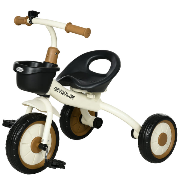 Triciclo per Bambini 70,5x50x58 cm con Seduta Regolabile e Campanello in Metallo Bianco sconto