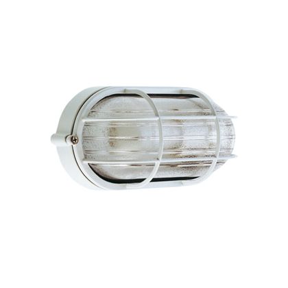 acquista Lampada Plafoniera Ovala Piccola con Gabbia Colore Bianco per Esterno Linea Industriale Sovil
