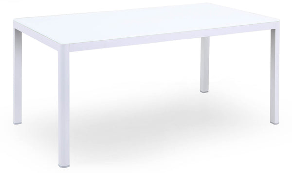 Tavolo da Giardino 160x90x75 cm in Alluminio Piano in Vetro Kraus Modigliani Bianco sconto