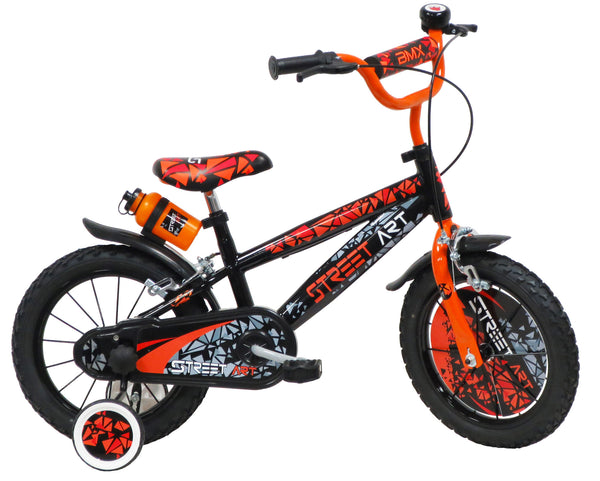 Bicicletta per Bambino 14" 2 Freni  Street Art Nero/Arancione acquista