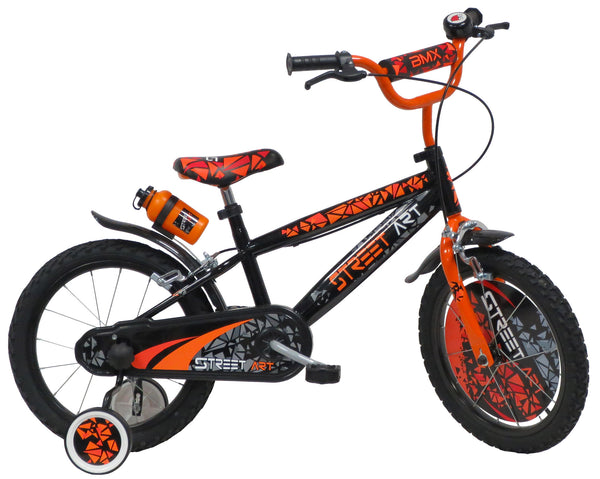 acquista Bicicletta per Bambino 16" 2 Freni  Street Art Nero/Arancione