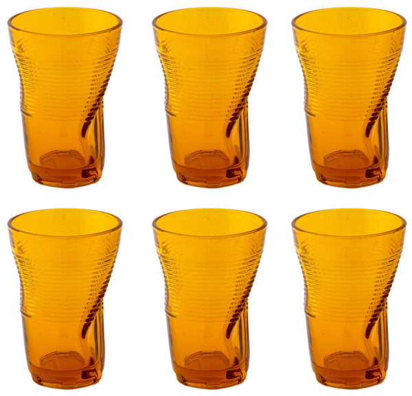 Set 6 Bicchieri Accartocciati 34 cl Ø8 cm in Vetro Pressato Kaleidos Arancioni acquista