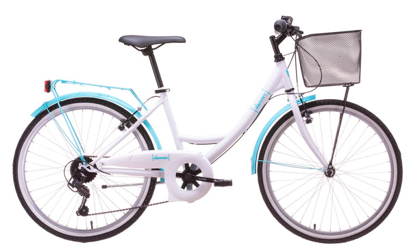 Bicicletta City per Donna 24” 6V in Acciaio Venere Bianco e Celeste prezzo