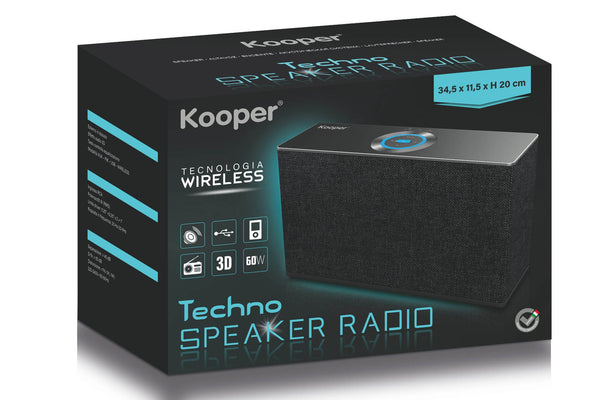 online Altoparlante Speaker 60W Wireless con Radio in Tessuto Kooper Techno Nero