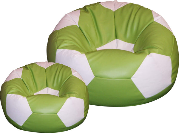 online Poltrona a Sacco Pouf Ø100 cm in Similpelle con Poggiapiedi Baselli Pallone da Calcio Verde Limone e Bianco