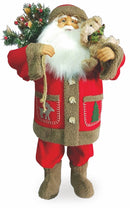 Pupazzo Babbo Natale Luminoso con Orso 12 Led in Stoffa H80 cm Soriani Rosso-3