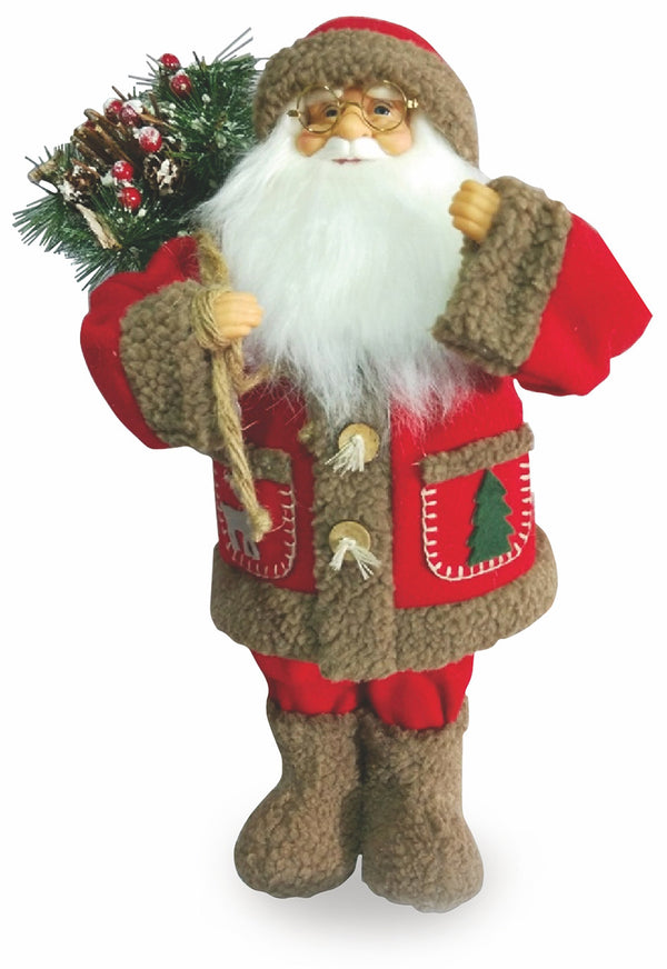 Pupazzo Babbo Natale Luminoso con Aghi di Pino 6 Led in Stoffa H46 cm Soriani Rosso acquista