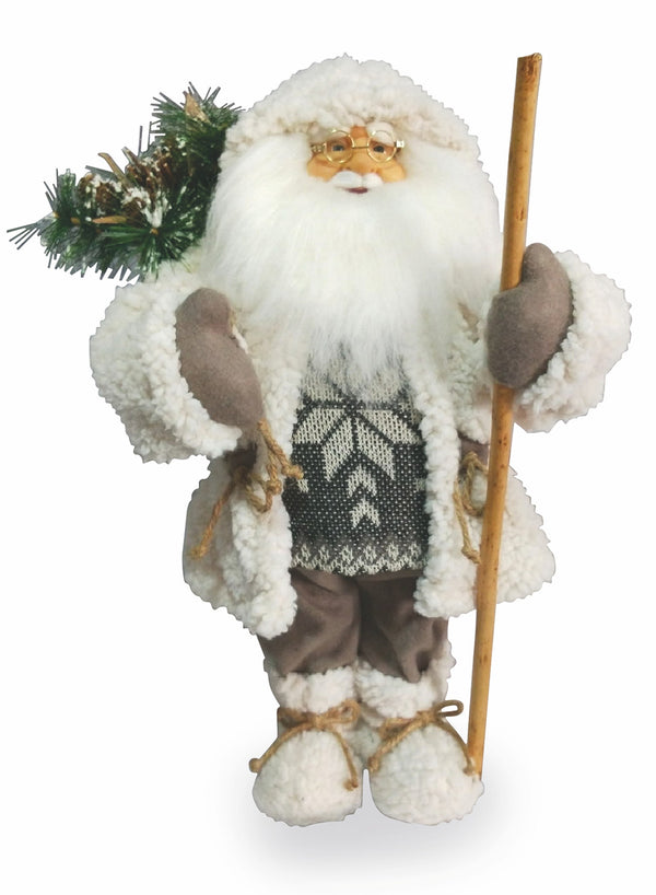 Pupazzo Babbo Natale Luminoso con Aghi di Pino 6 Led in Stoffa H46 cm Soriani Bianco prezzo