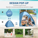 Tenda da Spiaggia Campeggio per 2-3 150x115x110 cm con Tasche Portaoggetti Blu-4