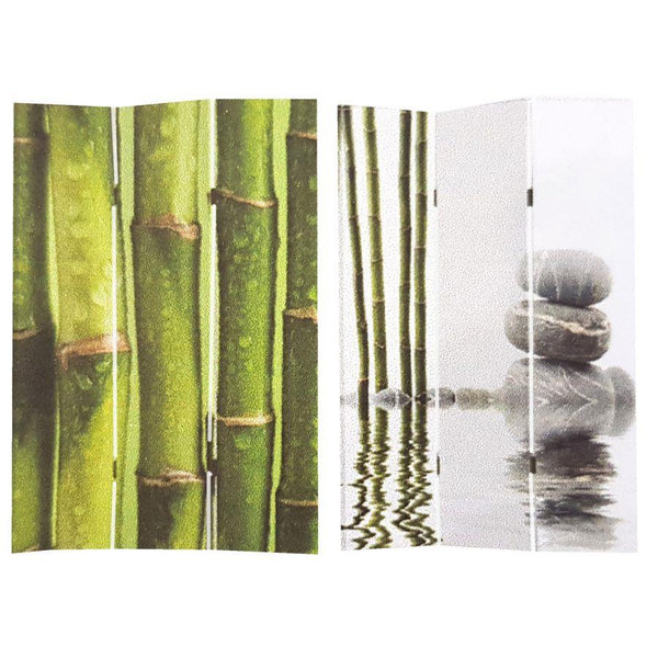 Paravento Separè 3 Pannelli 120,6x2,5xh180 cm Stampa Bambù Verde sconto