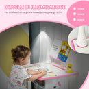 Banco Scuola con Sedia per Bambini con Lampada LED e Leggio Rosa-5