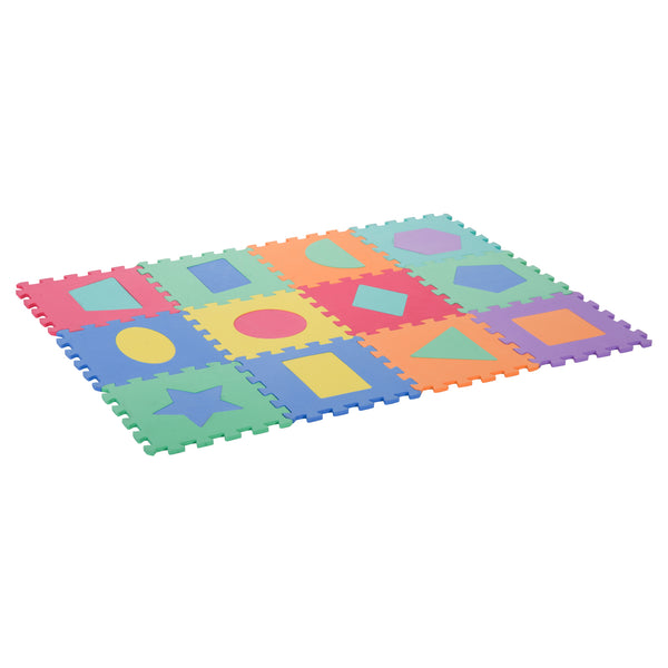 Tappeto per Bambini Puzzle Forme Geometriche 12 Tessere 31x31 cm Colorato prezzo