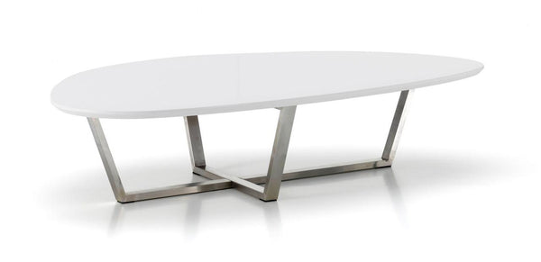 sconto Tavolino da Salotto 80x140xH32 cm in MDF Drop Bianco e Grigio cromo