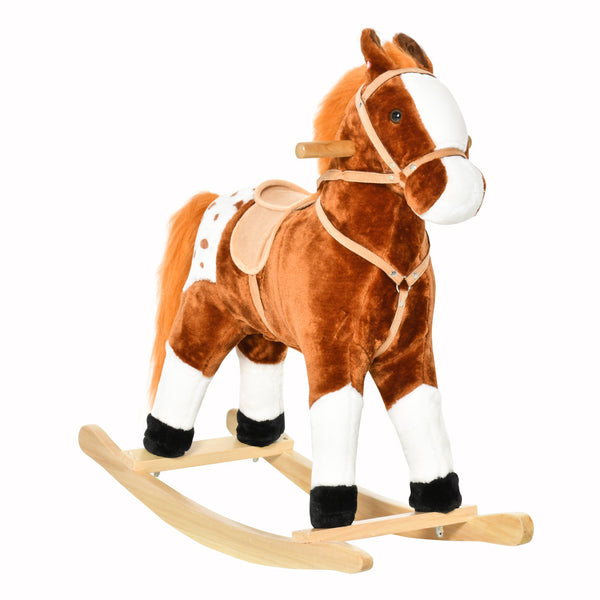 Cavallo a Dondolo per Bambini in Peluche con Suoni Marrone prezzo