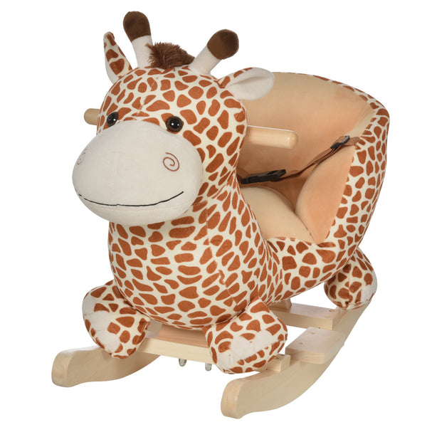 Dondolo per Bambini in Legno Giraffa in Peluche con Suoni online