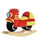 Dondolo per Bambini in Legno Moto in Peluche 60x25,5x48 cm con Suoni  Rosso e Giallo