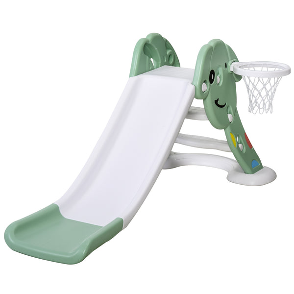 online Scivolo per Bambini 146x68x68 cm con Canestro e Pallone Basket Verde e Bianco