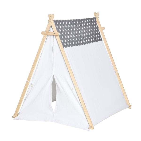 Tenda Indiana per Bambini 130x111x136 cm in Legno e Poliestere Grigia e Bianca online