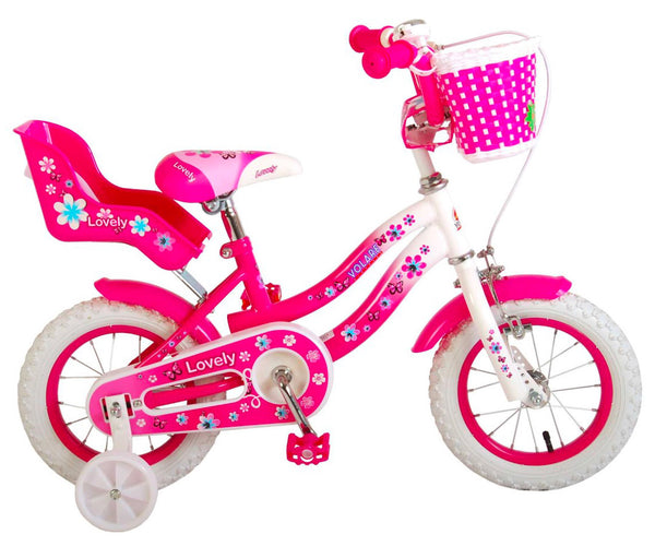 Bicicletta per Bambina 12" 1 Freno Lovely Rosa e Bianca sconto