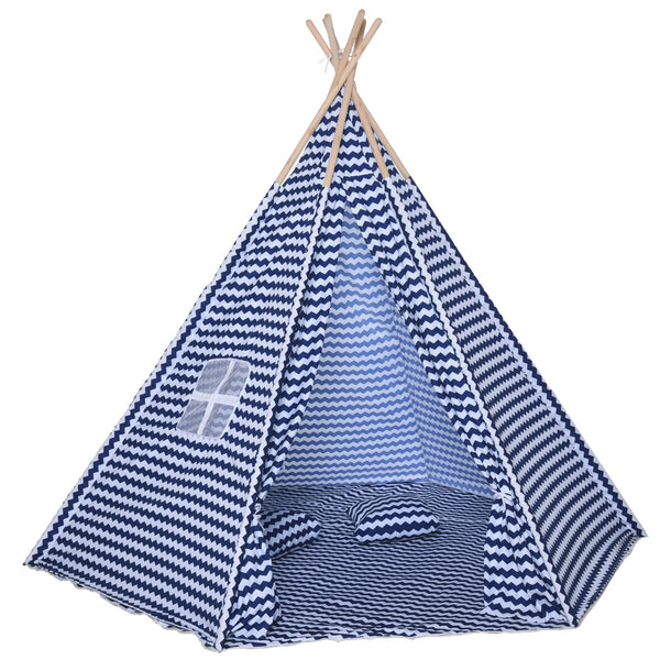 online Casetta Tenda Indiana per Bambini 2x2x1,7m in Poliestere e Legno Blu