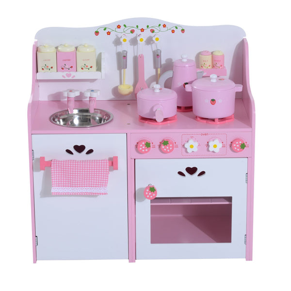 online Cucina Giocattolo per Bambini in Legno con Accessori Rosa 60x30x62 cm