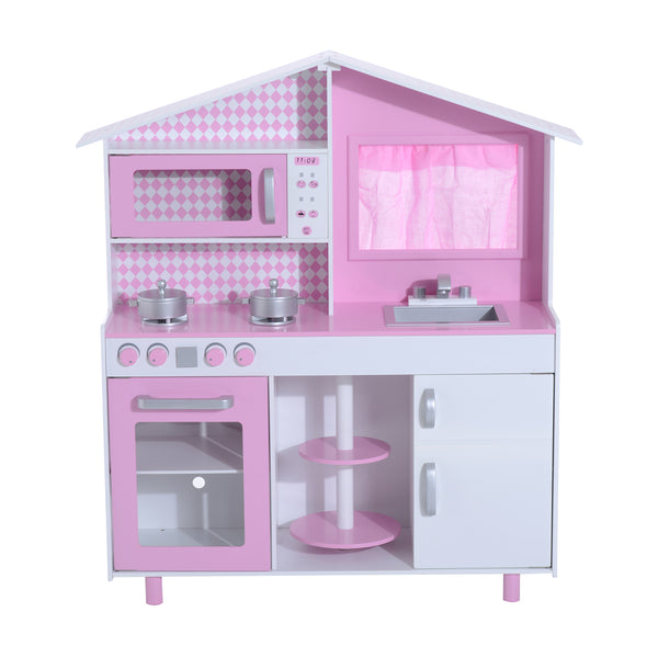 Cucina Giocattolo per Bambini con Accessori in Legno Rosa 110x32.5x99.5 cm prezzo