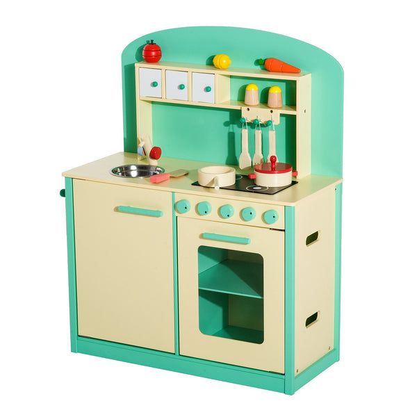 prezzo Cucina Giocattolo per Bambini con Accessori in Legno Verde 70x30x88 cm