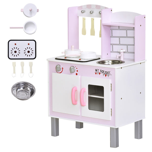 Cucina Giocattolo per Bambini 55x30x80 cm in Pino e MDF con Accessori  Rosa online