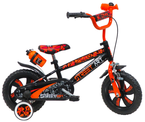 Bicicletta per Bambino 12" 1 Freno Street Art Nero e Arancione acquista