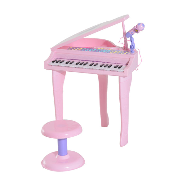 online Mini Pianoforte Giocattolo per Bambini con Microfono e Sgabello Rosa