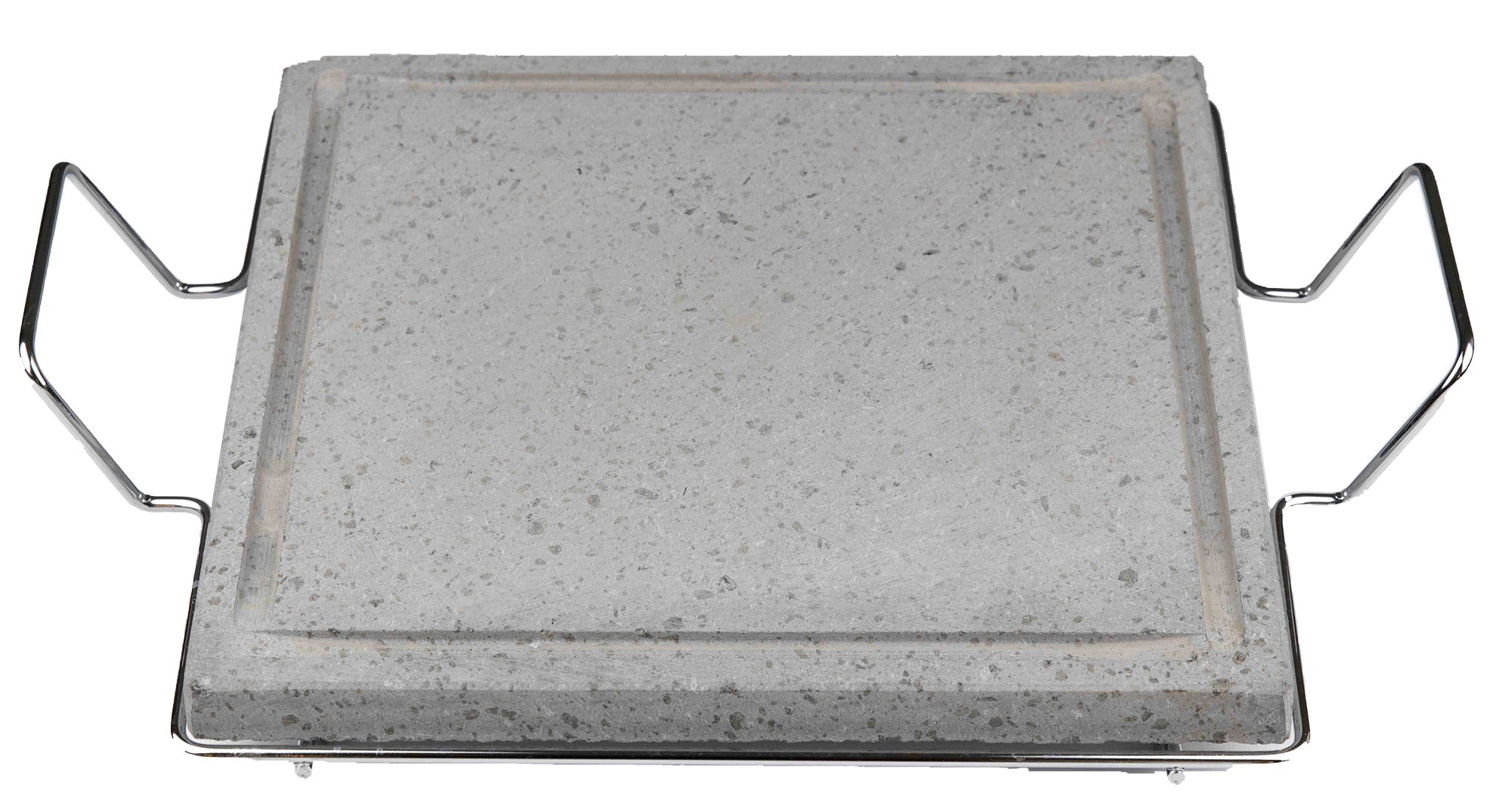 Pietra Ollare 25x35x2,5 Cm Con Telaio In Metallo - Per Grigliate E Cucina Alla Pietra