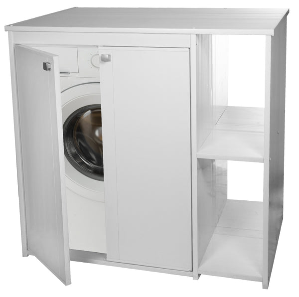 Coprilavatrice da Esterno in PVC 95x60x94 cm 2 Ante con Ripiani Laterali Laundry Bianco online