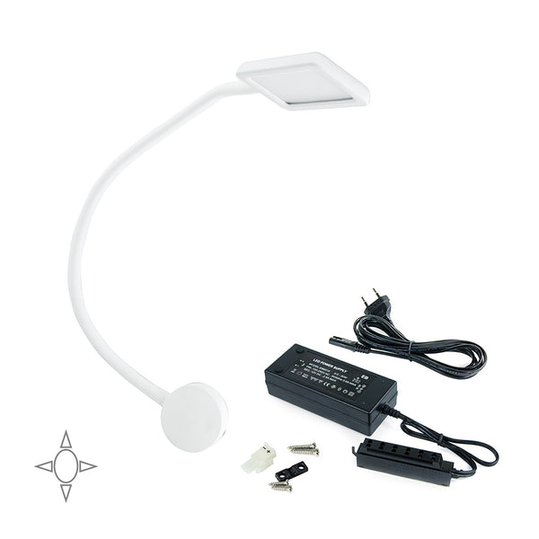 Applique Led Kuma Quadrato Braccio Flessibile Sensore Touch Luce Bianca Plastica Bianco Emuca sconto