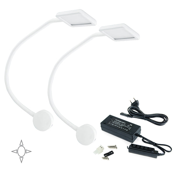 prezzo Applique Led Kuma Quadrato Braccio Flessibile Sensore Touch Luce Bianca Plastica Nero 2 Pezzi Emuca