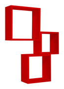 Set 3 Mensole da Parete Cubo in Fibra di Legno Incubo Rosso-3