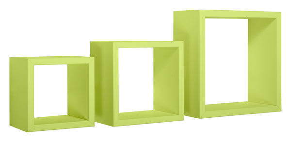 Set 3 Mensole da Parete Cubo in Fibra di Legno Rubic Verde-1