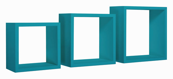 online Set 3 Mensole da Parete Cubo in Fibra di Legno Incubo Blu Atollo