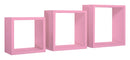 Set 3 Mensole da Parete Cubo in Fibra di Legno Incubo Rosa Blush-1