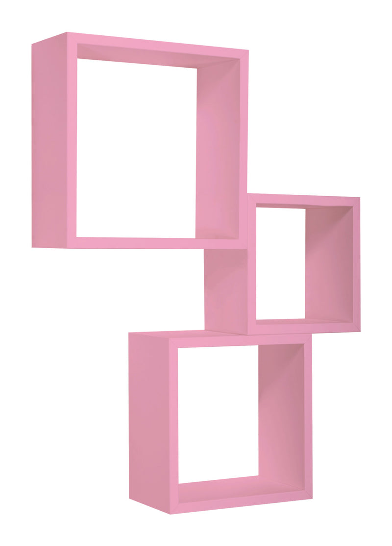 Set 3 Mensole da Parete Cubo in Fibra di Legno Incubo Rosa Blush-3