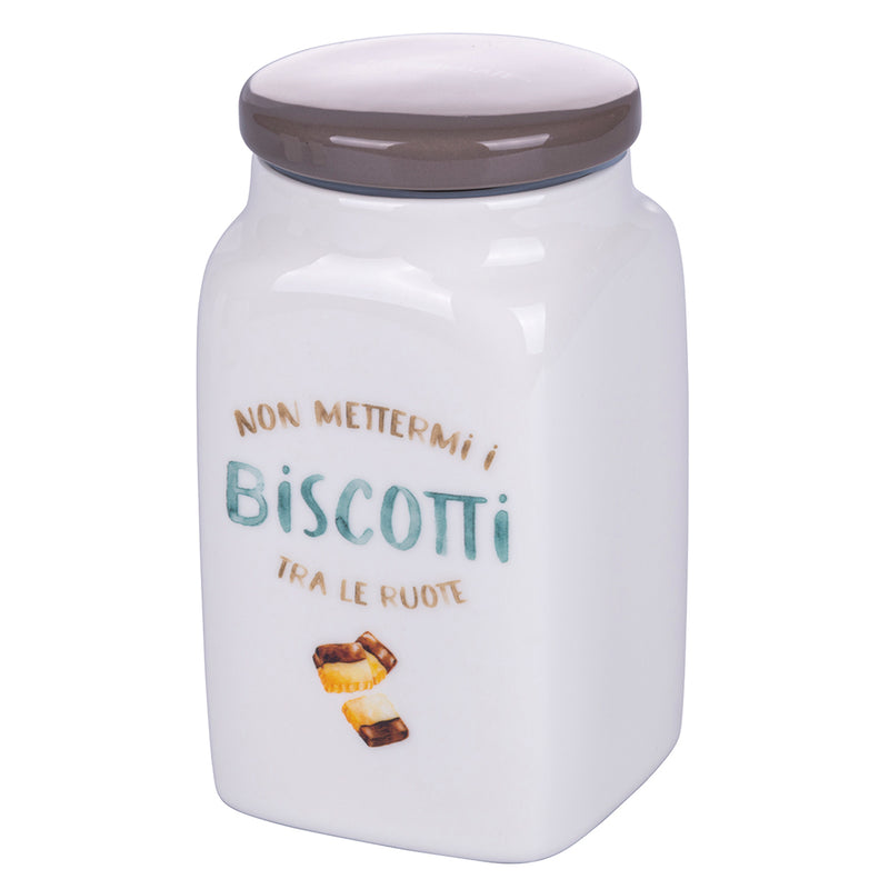 Barattolo Biscotti 9,5x9,5x18 cm in New Bone China Villa D’este Home Tivoli Le Travisate Bianco-2