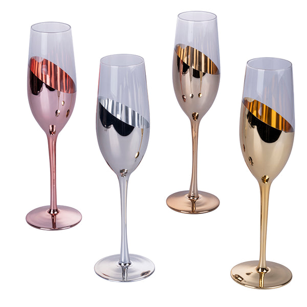 Set 4 Bicchieri da Champagne Chic Flûte in Vetro VdE Tivoli 1996 4 Colori Differenti prezzo