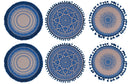 Set 6 Tovagliette Ø38 cm  in Juta Villa d’Este Home Tivoli Blue Blu e Beige-1