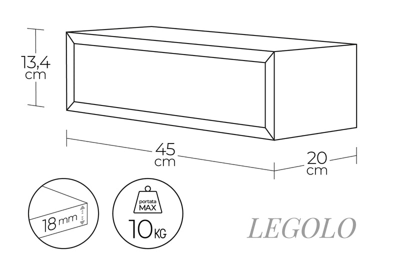 Mensola da Parete 1 Cassetto 45x13,4x20 cm in Fibra di Legno Lego Marrone e Noce-6