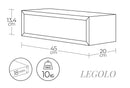 Mensola da Parete 1 Cassetto 45x13,4x20 cm in Fibra di Legno Lego Rosso-6