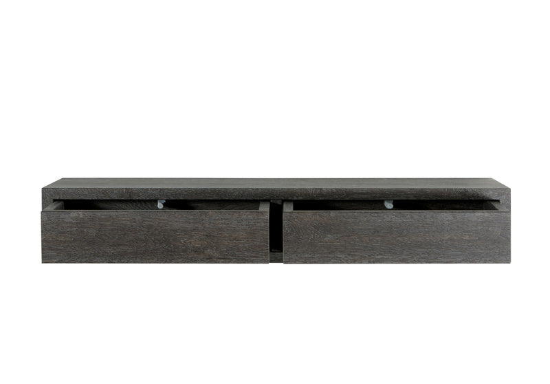Mensola da Parete con 2 Cassetti 88,2x13,4x23,7 cm in Fibra di Legno Domino Maxi Rovere Scuro-5